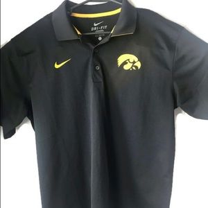 Nike Hawkeye Polo Shirt Large Black NCAA Dri Fit